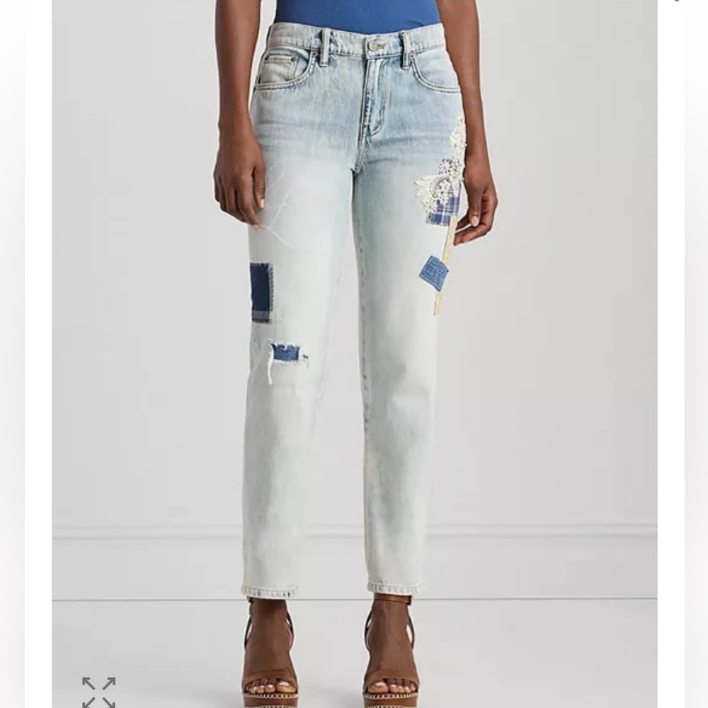 Lauren Ralph Lauren Patchwork Relaxed Tapered
Ankle Jean Light Wash, Sz 6, NWT